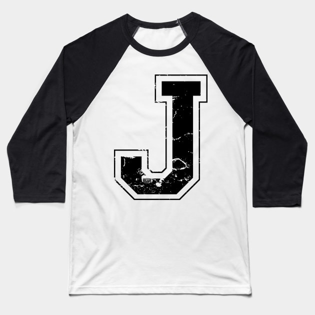 Initial Letter J Black Jersey Sports Athletic Player Baseball T-Shirt by porcodiseno